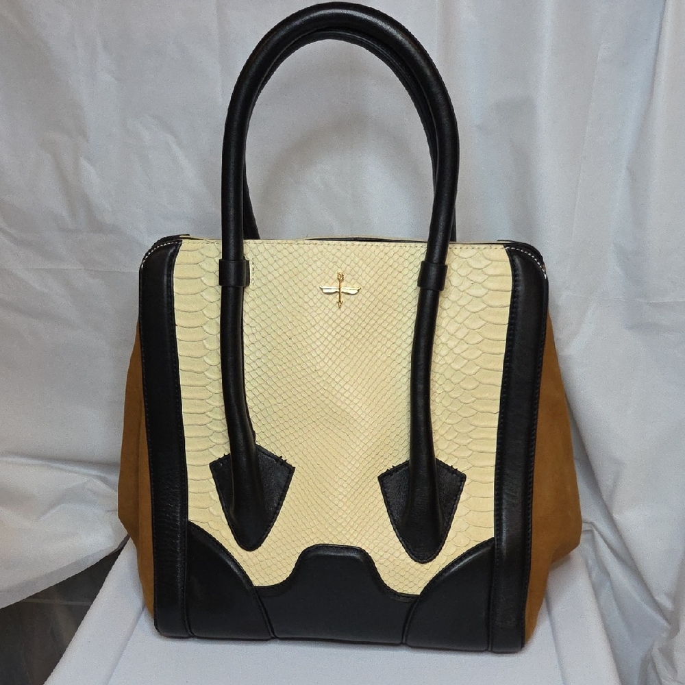 Pour La Victoire Black, Cream, and Brown Tote